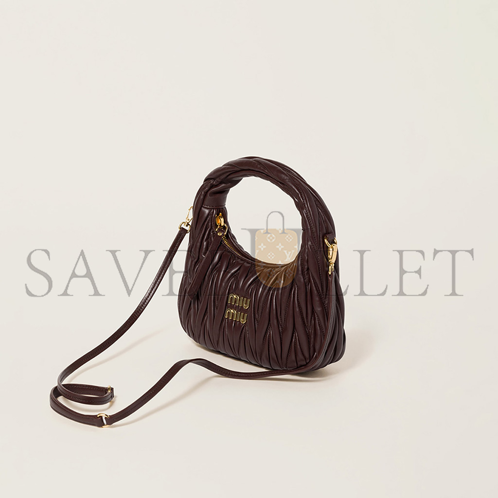 MIU MIU WANDER MATELASSÉ NAPPA LEATHER HOBO BAG 5BC125 (20*17*6cm)